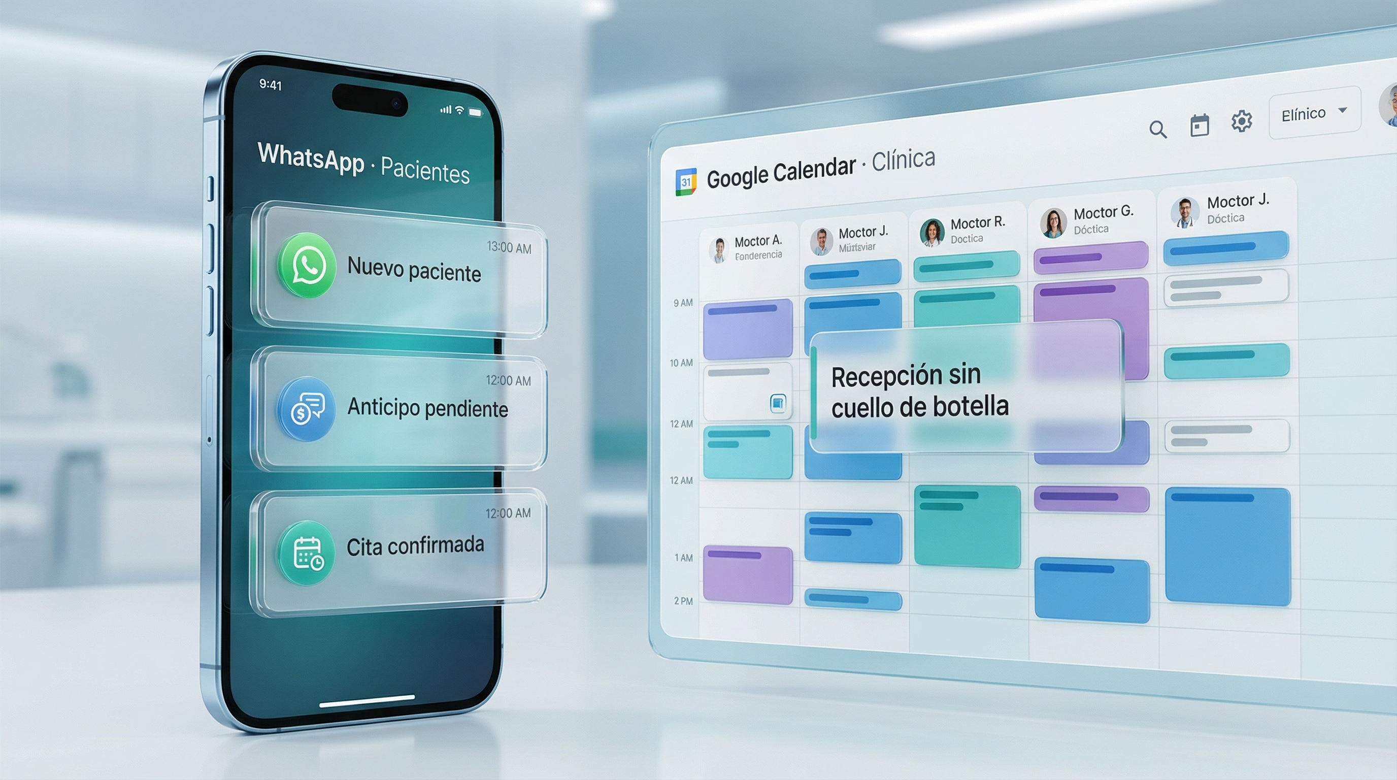 Automatización médica con WhatsApp para pacientes y Google Calendar para clínicas